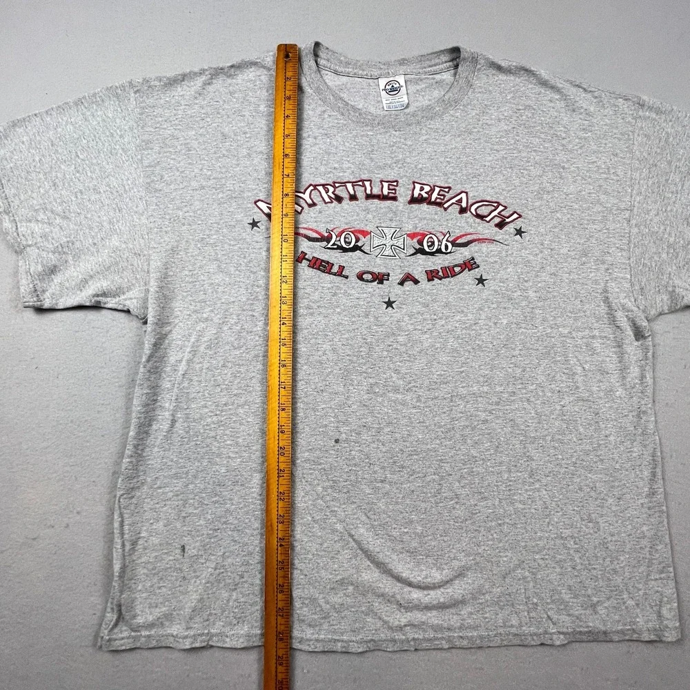 Delta T-Shirt Mens 2XL Gray Myrtle Beach 2006 Hell of a Ride Biker Graphic Tee